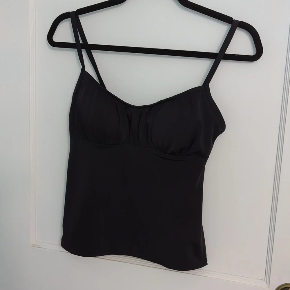 Caribbean Joe Size 10 Black Tankini Swim Suit Bikini Top